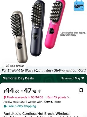Cordless Hot Brush - Pink | Fast Smooth Styling